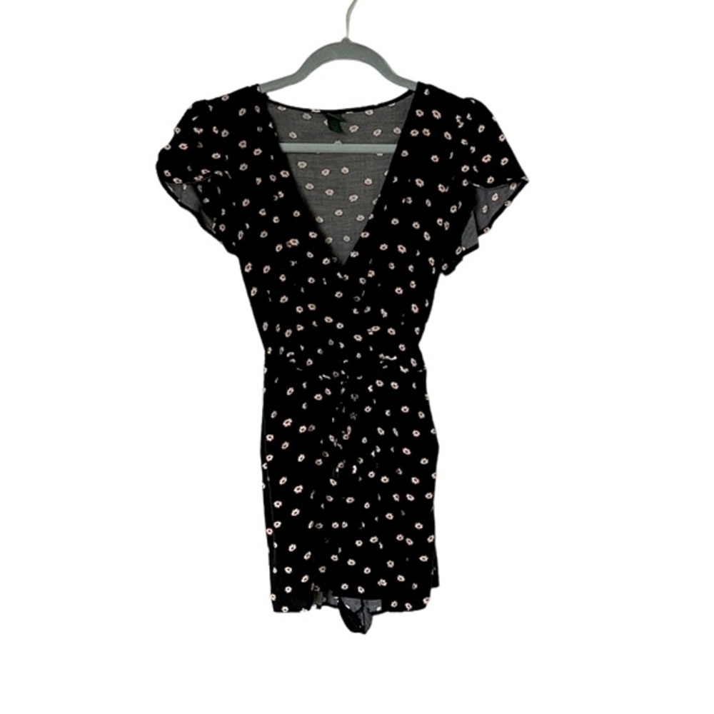 Wild Fable Black Daisy V-Neck Romper XS